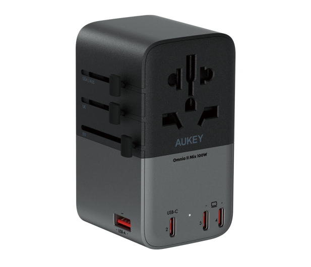 Aukey Ładowarka turystyczna Travel Mate GaN 100W USB - 1471900 - zdjęcie